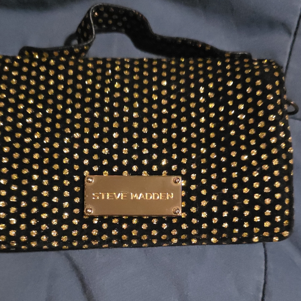 Steve Madden Black and Gold Studded Clutch